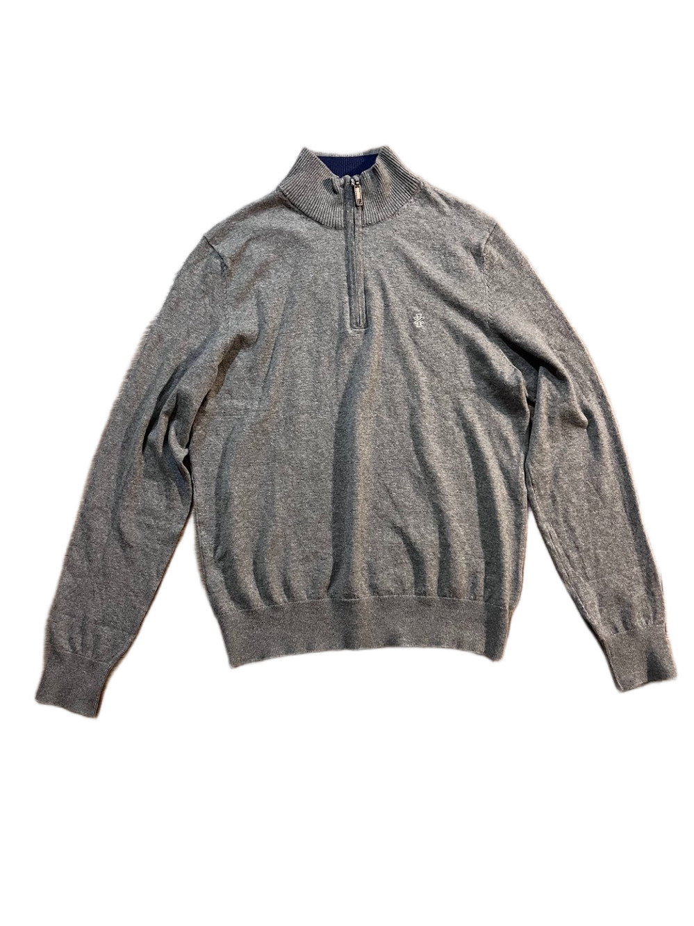 Izod Sweater Men Small Gray Pullover Quarter Zip Long Sleeve Sweatshirt Y2K